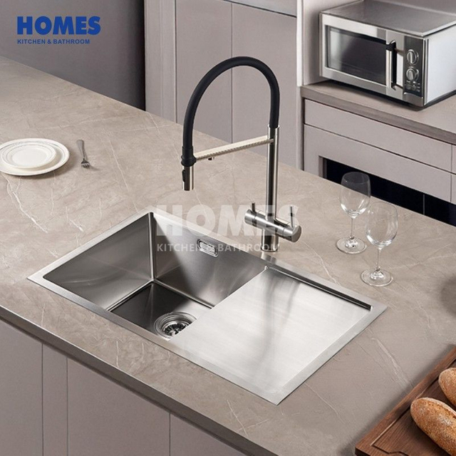 T175481 16-Gauge 304 Stainless Steel 25-Inch Drop-In RV Laundry Utility Sink - Brushed Nickel Finish,Top-Mount Single Bowl Overmount Design with Drain Included