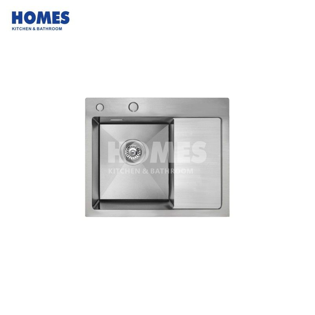 DT15848R Stainless Steel 304 Single Bowl Kitchen Sink Rectangular Top Mount Design Counter Drain Board One-Hole Faucet-Free Counter
