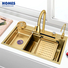 Gold Multifunction Kitchen Sink Waterfall Stainless Steel Sink with Waterfall Faucet Kitchen