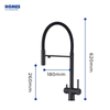 Handmade Certified Solid Brass Matte Black Pull Down Spring Kitchen Faucet 