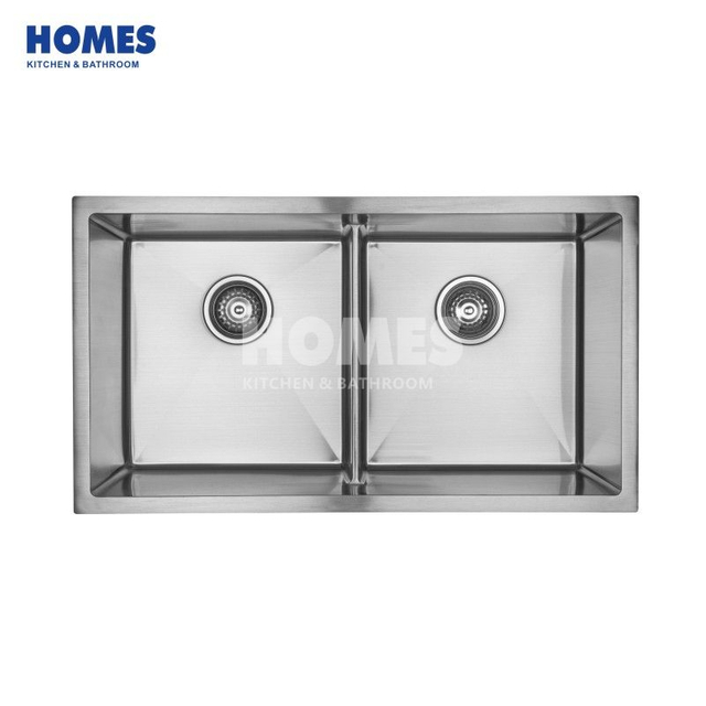 U282452 16-Gauge Stainless Steel Double-Bowl Kitchen Sink – Heavy-Duty Design for RVs, Complete with Bottom Grid