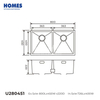 U280451 Stainless Steel Double Bowl Kitchen Sink, 16 Gauge Rv Kitchen Sink with Bottom Grid
