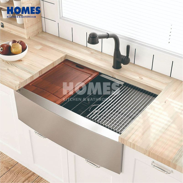 FD3622R64 Stainless Steel Farm Sink Hot Sale Single Square Bowl Apron Front Kitchen Sink 
