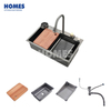 WH7546 Nano Black Multifunction Kitchen Sink With Mobile Stand Phone Holder With Faucet
