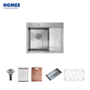 DT15848R Stainless Steel 304 Single Bowl Kitchen Sink Rectangular Top Mount Design Counter Drain Board One-Hole Faucet-Free Counter