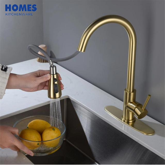 PVD Gold Hot And Cold Kitchen Faucet KF304S3G
