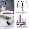 Handmade Certified Solid Brass Matte Black Pull Down Spring Kitchen Faucet 