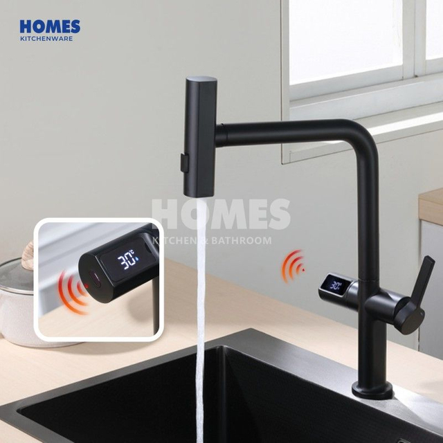 Black CUPC Kitchenware Modern Automatic Touchless Sensor Pull Out Kitchen Faucet 
