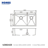 U282453 Stainless Steel Double Bowl Undermount Sink with 60/40 Basin, 16 Gauge Round Corner