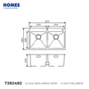 T282482 High Quality 304 Stainless Steel Topmount Kitchen Sink Double Bowl Kitchen Sink