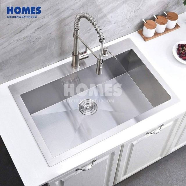 T175481 16-Gauge 304 Stainless Steel 25-Inch Drop-In RV Laundry Utility Sink - Brushed Nickel Finish,Top-Mount Single Bowl Overmount Design with Drain Included