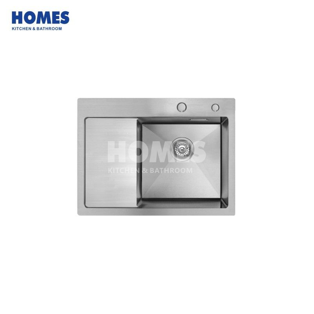 DT16548L Single Bowl Stainless Steel 304 Accessory Kitchen Sink Above Counter Installation Rectangular Top Mount Design Two Drain Board