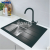 GS7850R Handmade 304 Stainless Steel & Back Glass Single-Bowl Kitchen Sink with Drainboard