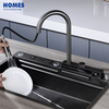 Multifunction Kitchen Sink Waterfall Stainless Steel Sink with Waterfall Faucet Kitchen