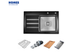 38" Tempered Double Bowl Glass Sink with Drainboard 96x48