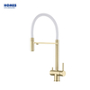 Handmade Certified Solid Brass Matte Black Pull Down Spring Kitchen Faucet 