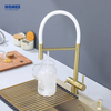 Handmade Certified Solid Brass Matte Black Pull Down Spring Kitchen Faucet 