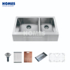 FD3621S Handmade Double-Bowl Kitchen Sink: Enhanced Drainage, X-Line, Silencer Pads