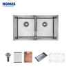 U282452 16-Gauge Stainless Steel Double-Bowl Kitchen Sink – Heavy-Duty Design for RVs, Complete with Bottom Grid