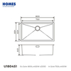 U180451 Quiet & Durable Undermount Kitchen Sink: 16-Gauge Stainless Steel, Single Bowl + Scratch-Resistant Grid