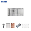DU19045R Single Bowl Kitchen Sink 304 Stainless Steel Counter One-Hole Drainboard Rectangular Undermount Design