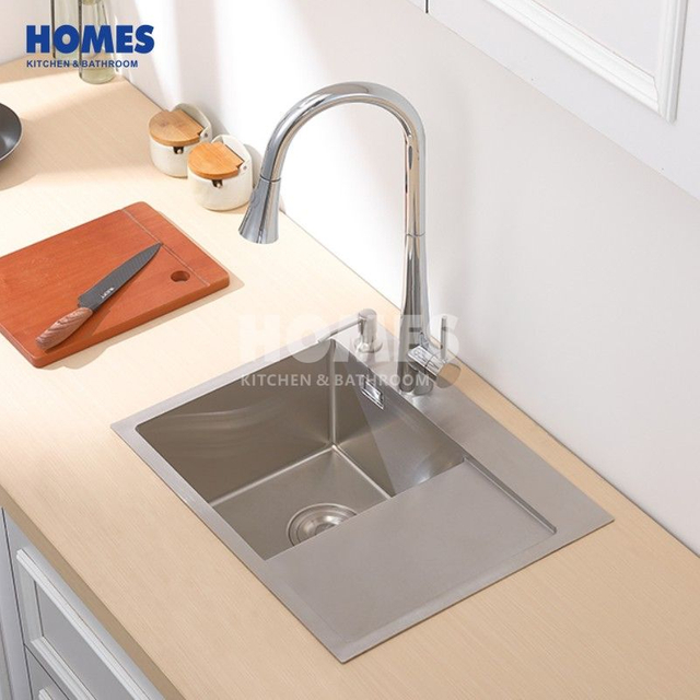 DT15848R Stainless Steel 304 Single Bowl Kitchen Sink Rectangular Top Mount Design Counter Drain Board One-Hole Faucet-Free Counter