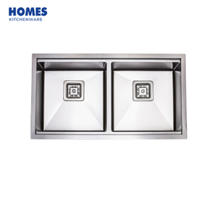 Handmade Brushed Stainless Steel Farmhouse Kitchen Sink Kitchen Sink Double Bowl