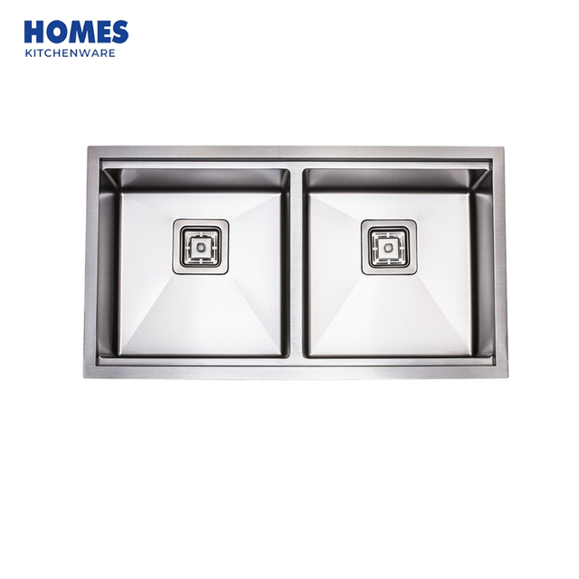 Handmade Brushed Stainless Steel Farmhouse Kitchen Sink Kitchen Sink Double Bowl