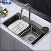  Kitchen Sink 304 Stainless Steel Waterfall Sink Workstation Kitchen with Multifunctional 