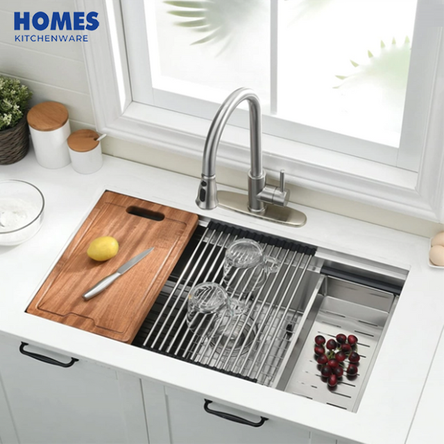 32 Inch Stainless Steel Workstations Sink Undermount Sink Double Bowl Upc 81x48