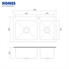 32" Tempered Glass Sink Double Bowl Kitchen 82x48