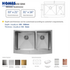 33 Inch Stainless Steel Farmhouse Sink Brushed Double Bowl Cabinets