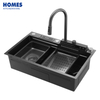 Multifunction Kitchen Sink Waterfall Stainless Steel Sink with Waterfall Faucet Kitchen