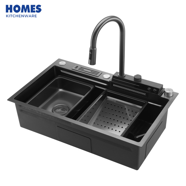 Multifunction Kitchen Sink Waterfall Stainless Steel Sink with Waterfall Faucet Kitchen