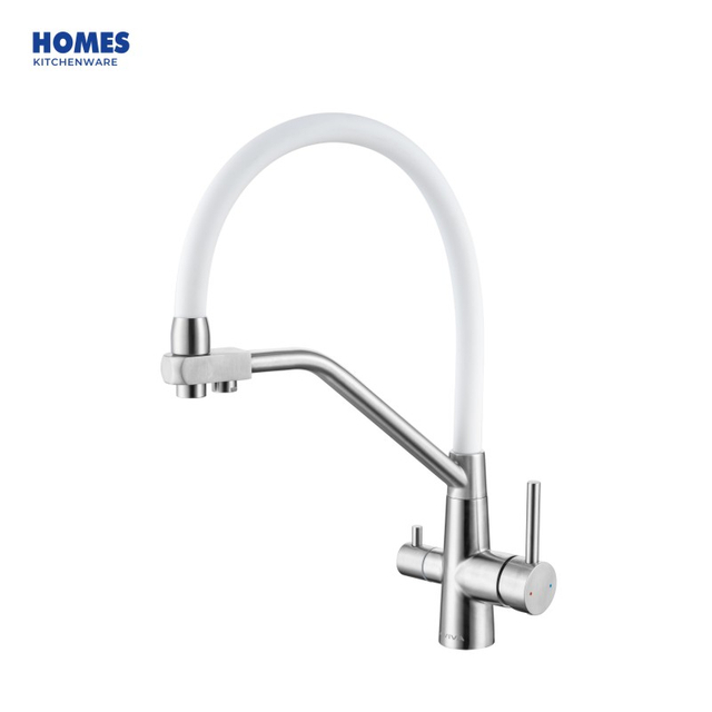 Manufacturer Health UPC Flexible Pull Out Long Neck Kitchen Sink Faucet with Rubber Neck Pull down