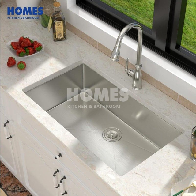 U180451 Quiet & Durable Undermount Kitchen Sink: 16-Gauge Stainless Steel, Single Bowl + Scratch-Resistant Grid