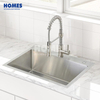 T160481 Drop in Kitchen Sink 304 Stainless Steel Single Bowl Topmount Kitchen Sink with Drain Kit and Bottom Grid, Brushed