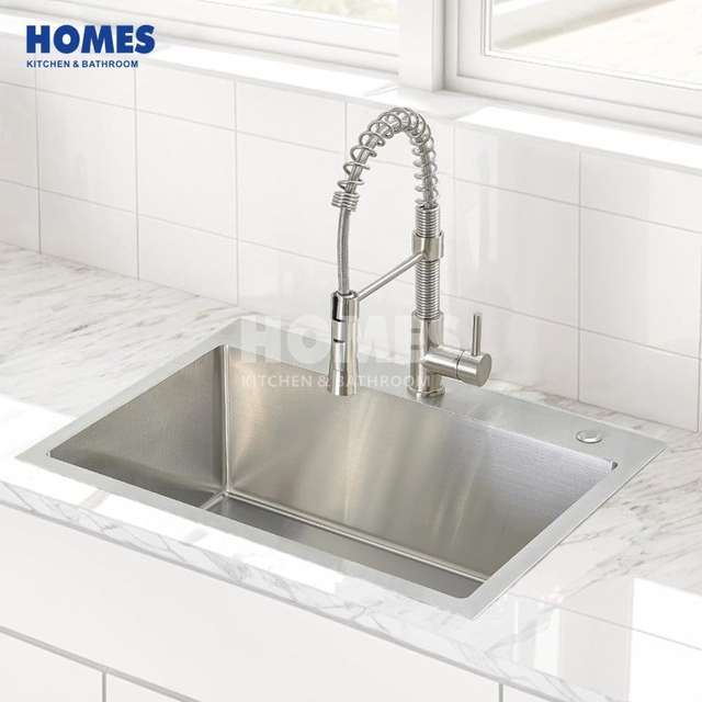T160481 Drop in Kitchen Sink 304 Stainless Steel Single Bowl Topmount Kitchen Sink with Drain Kit and Bottom Grid, Brushed