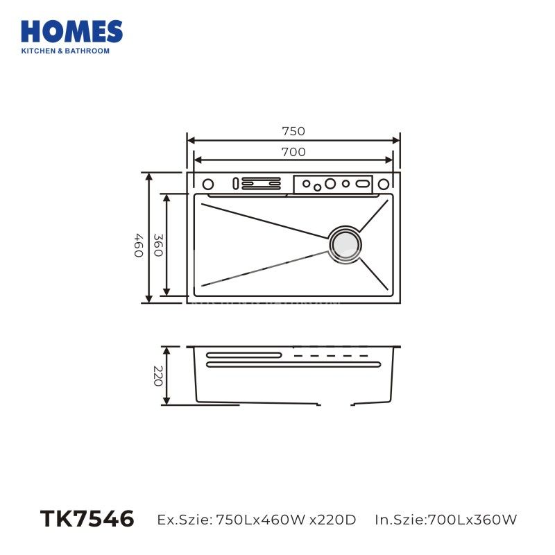 TK7546 304 Stainless Steel Kitchen Sink