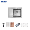 DT16548L Single Bowl Stainless Steel 304 Accessory Kitchen Sink Above Counter Installation Rectangular Top Mount Design Two Drain Board