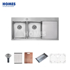 DT212050R Hot Sale & High Quality Polished 18 Gauge Handmade Sink with Drain Board SUS304 Apron Front Double Bowl for Bathroom Kitchen