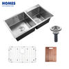  Handmade Kitchen Sink 304 Stainless Steel Double Bowl Sink