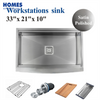 33 Inch handmade Workstations Sink Farmhouse Sink Single Bowl upc