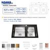 32" Tempered Glass Sink Double Bowl Kitchen 82x48