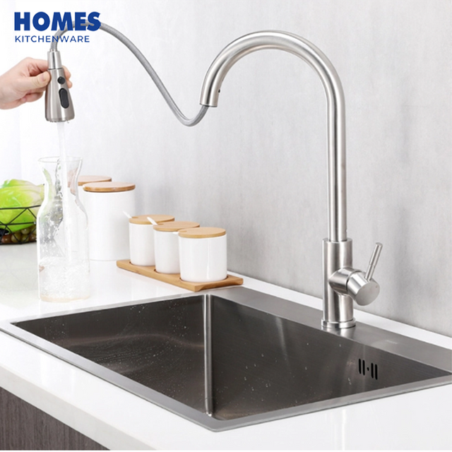 Satin Brushed Pull Down Kitchen Faucet KF304S3