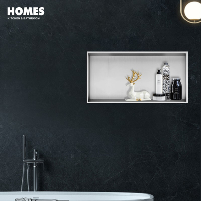 C30-C Bathroom Accessories Black Stainless Steel Toilet Rack Recessed Shower Niches